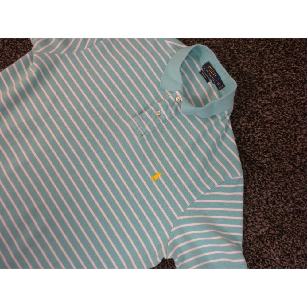 Polo Ralph Lauren Polo Shirt Mens XL Seafoam Green Striped Knit Pony Golf Preppy